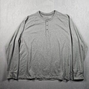 LL Bean Venturesoft Henley Shirt Mens 3XL Gray Regular Fit Long Sleeve Fitted